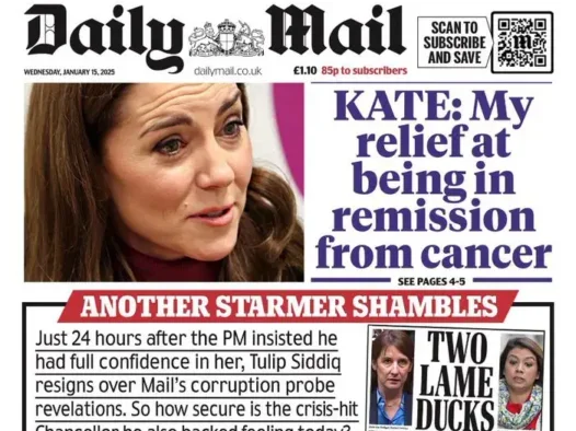 A Daily Mail front page from January 2025