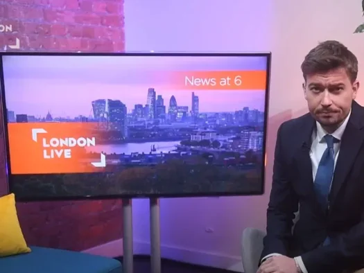 James Dickman at end of final London Live News at 6 programme. Picture: London Live screenshot