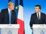 President of the United States Donald Trump with French President Emmanuel Macron at a press conference at the Elysee Palace in 2017. Picture: Frederic Legrand - COMEO/Shutterstock