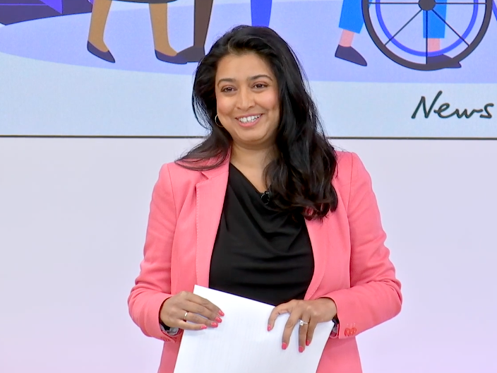 Sky News presenter Saima Mohsin speaks at the Disability Journalism Forum at the Sky campus, where she spoke about disability, journalism and her dispute with former employer CNN.