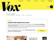 Vox homepage with membership appeal at top above Trump lead story about the president 'shredding the First Amendment'