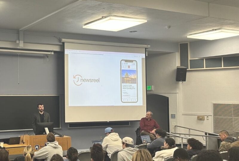 Newsreel founder Jack Brewster introduces students to the app