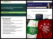 Subscribe pages for The Herald and Celtic Way, and stock image of Celtic and Rangers jerseys