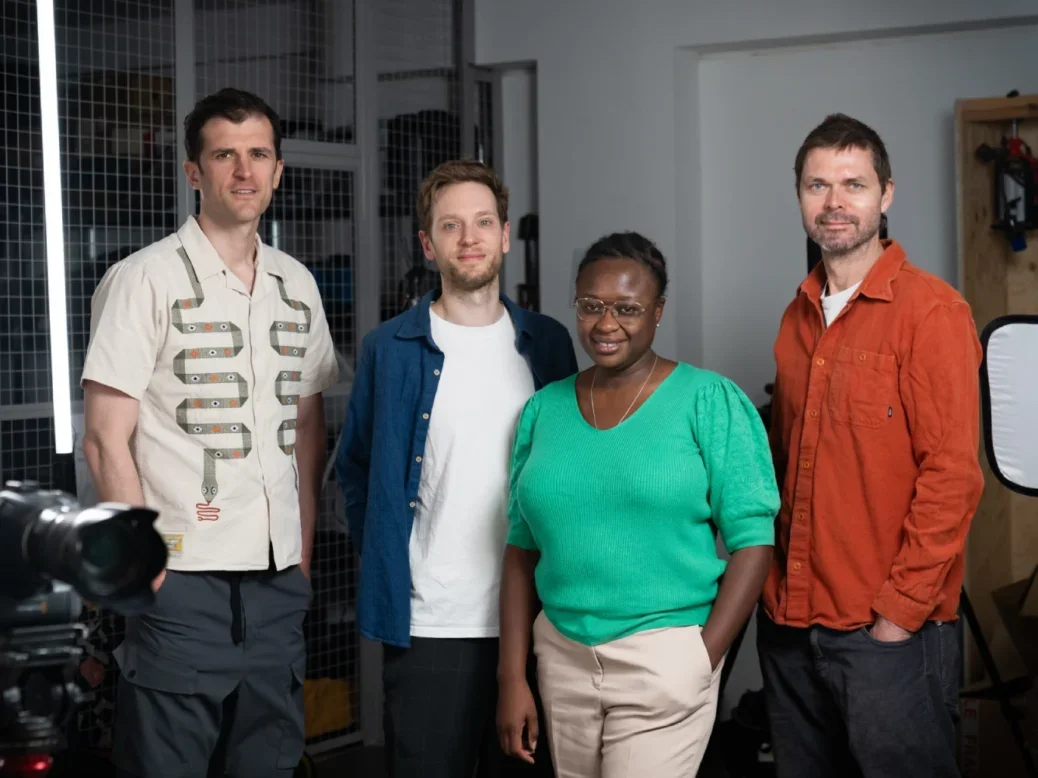Financial Times global head of video Veronica Kan-Dapaah (second from right) with Daniel Garrahan, James Sandy and Joe Sinclair on her team. Picture: FT