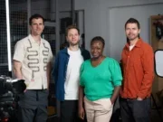 Financial Times global head of video Veronica Kan-Dapaah (second from right) with Daniel Garrahan, James Sandy and Joe Sinclair on her team. Picture: FT