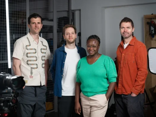 Financial Times global head of video Veronica Kan-Dapaah (second from right) with Daniel Garrahan, James Sandy and Joe Sinclair on her team. Picture: FT
