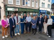 The staff of The Impartial Reporter stand in front of their office in Enniskillen, Fermanagh. Left to right: Jasmin Walls, Heather McDaniel, Rodney Edwards, Editor, Fionn Nolan, Shane Dillon, Victoria Johnston, John McVitty, William Smith, Katherine Hardy, June Clarke, Advertising Manger, Karen McCabe, Pamela Dunn Stephanie Wiggins and Victoria Ellingson (Image: Ronan McGrade)