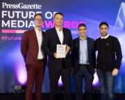Future of Media Awards website of the year winners the FT with host Robin Morgan