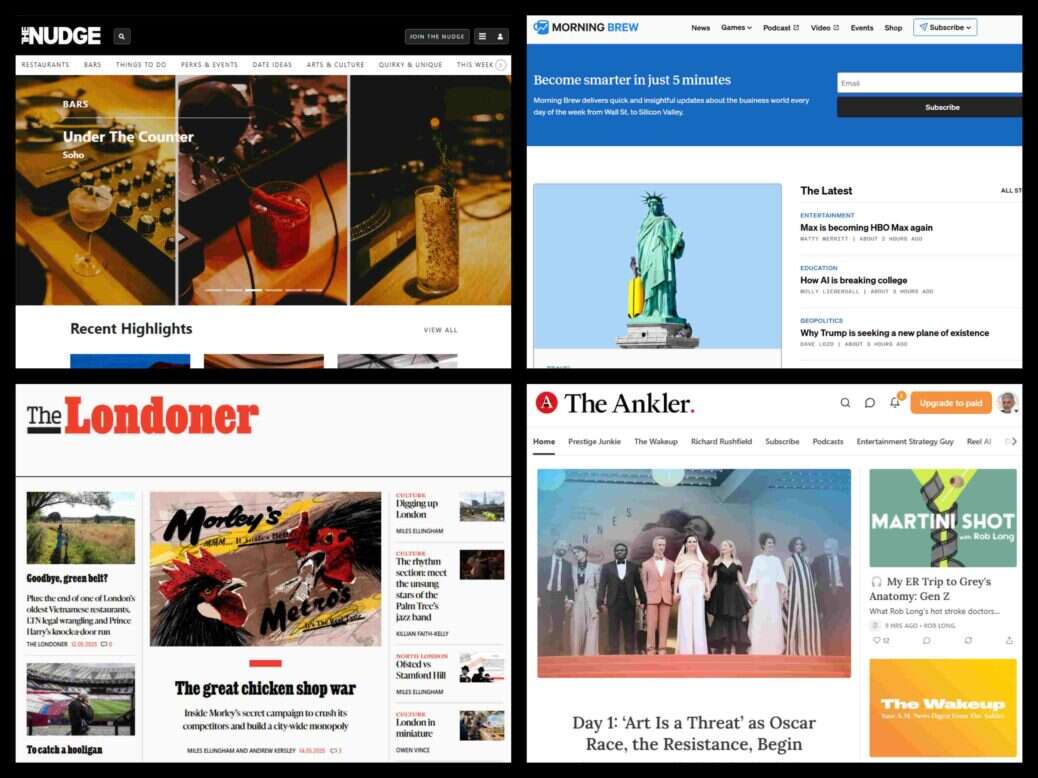 Newsletter-powered publishers. Montage: Press Gazette
