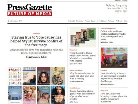Press Gazette tops ranking of websites covering media industry news