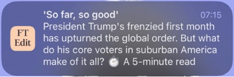 Push notification from FT Edit