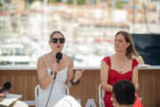 Sam Mellor and Sarah Jones speaking at the Cannes festival 2025. Picture: Equativ