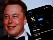 Picture of X owner Elon Musk superimposed next to a phone screen showing X in the App Store