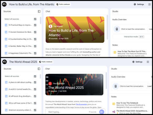 Google featured notebooks from The Economist and The Atlantic