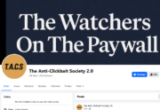 A screenshot of The Anti-Clickbait Society 2.0's Facebook page, showing 15k followers.