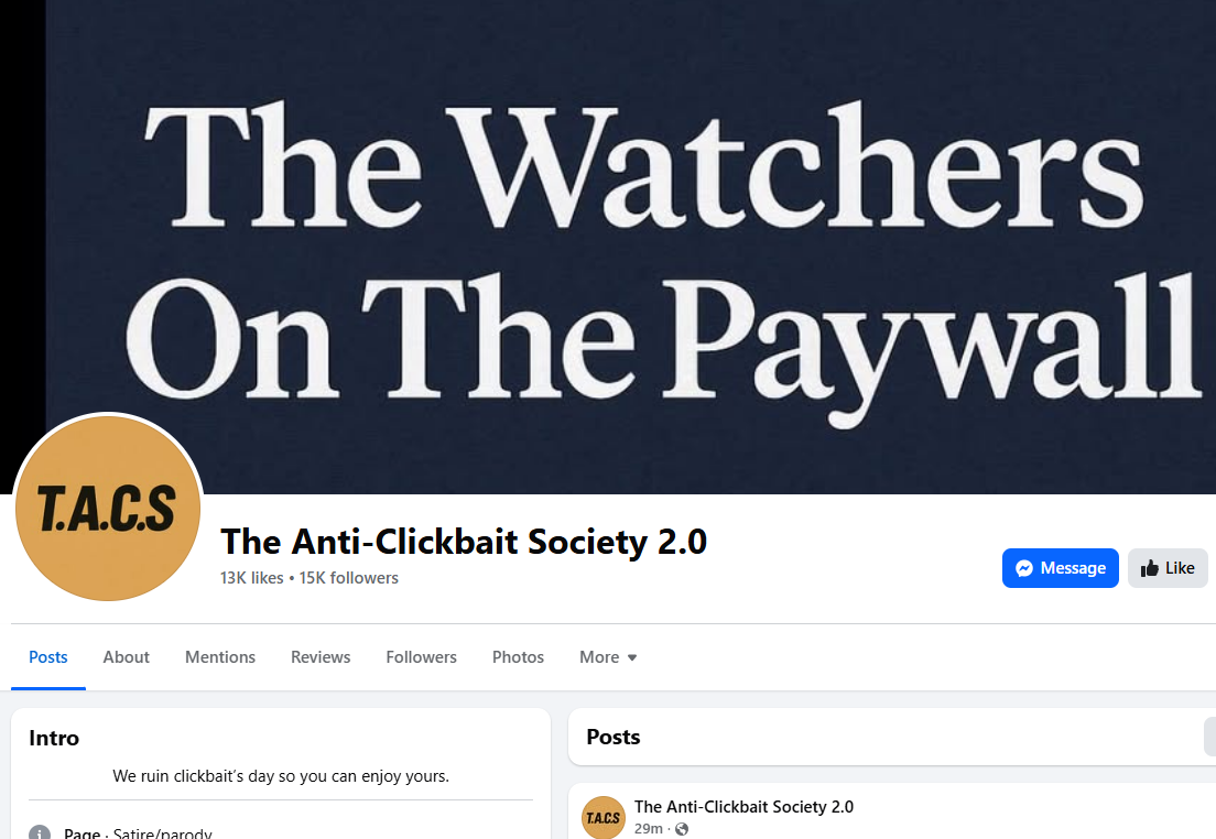 'Anti-clickbait' Facebook page relaunches after Ladbible complaints led to takedown