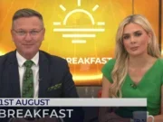 GB News breakfast presenters Stephen Dixon and Ellie Costello opening the show on Friday 1 August 2025