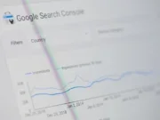Google Search Console, the tool where publishers can measure their site traffic and performance. Shows a line graph to an unnamed site