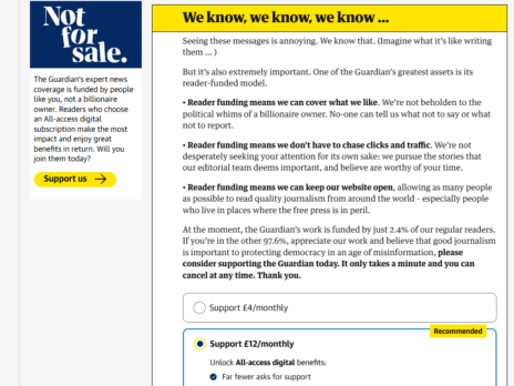 Guardian reports bumper year for digital reader revenue