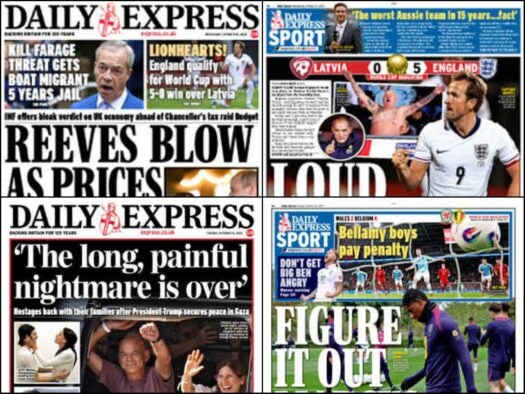 Express print front covers. Picture: express.co.uk