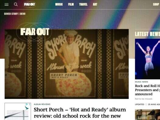 Far Out magazine homepage. Picture: Far Out
