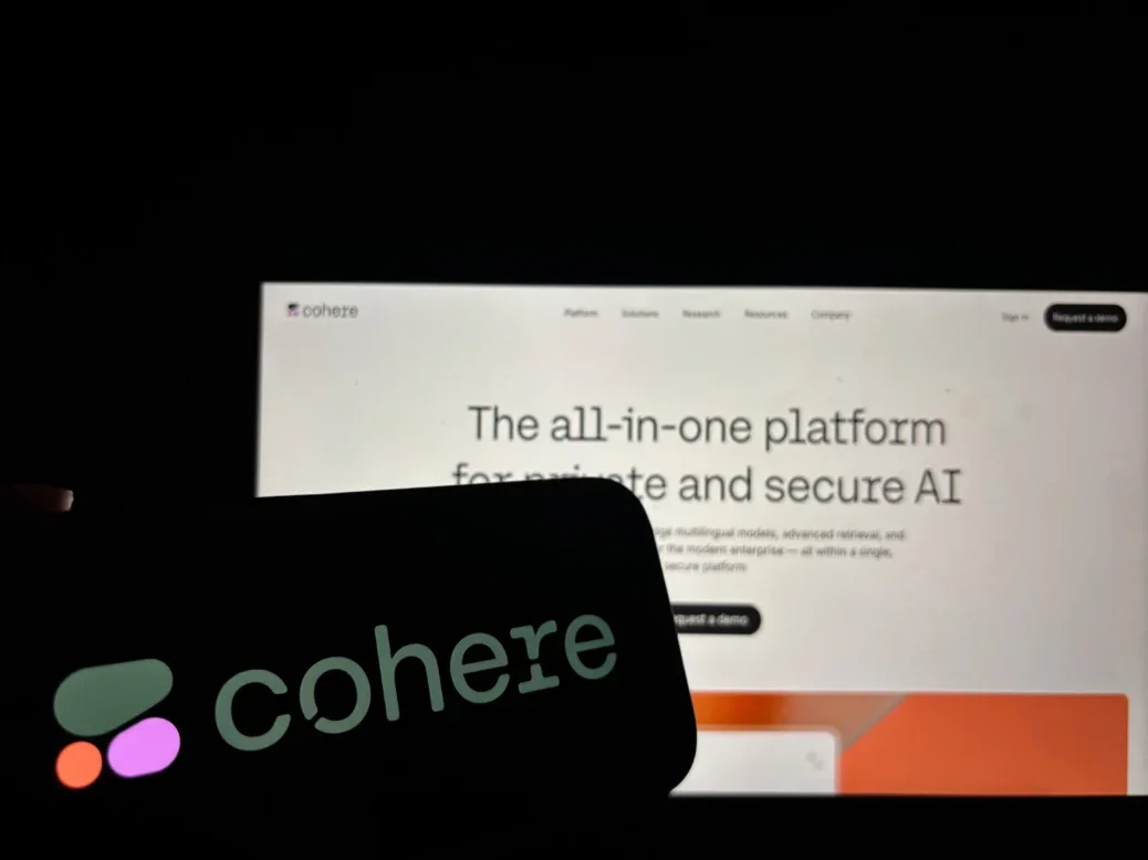 Stock image combining logo and website of AI start-up Cohere