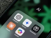 AI chatbots ChatGPT, Gemini, Microsoft Copilot, Claude, and Perplexity app icons are seen on the screen of an iPhone