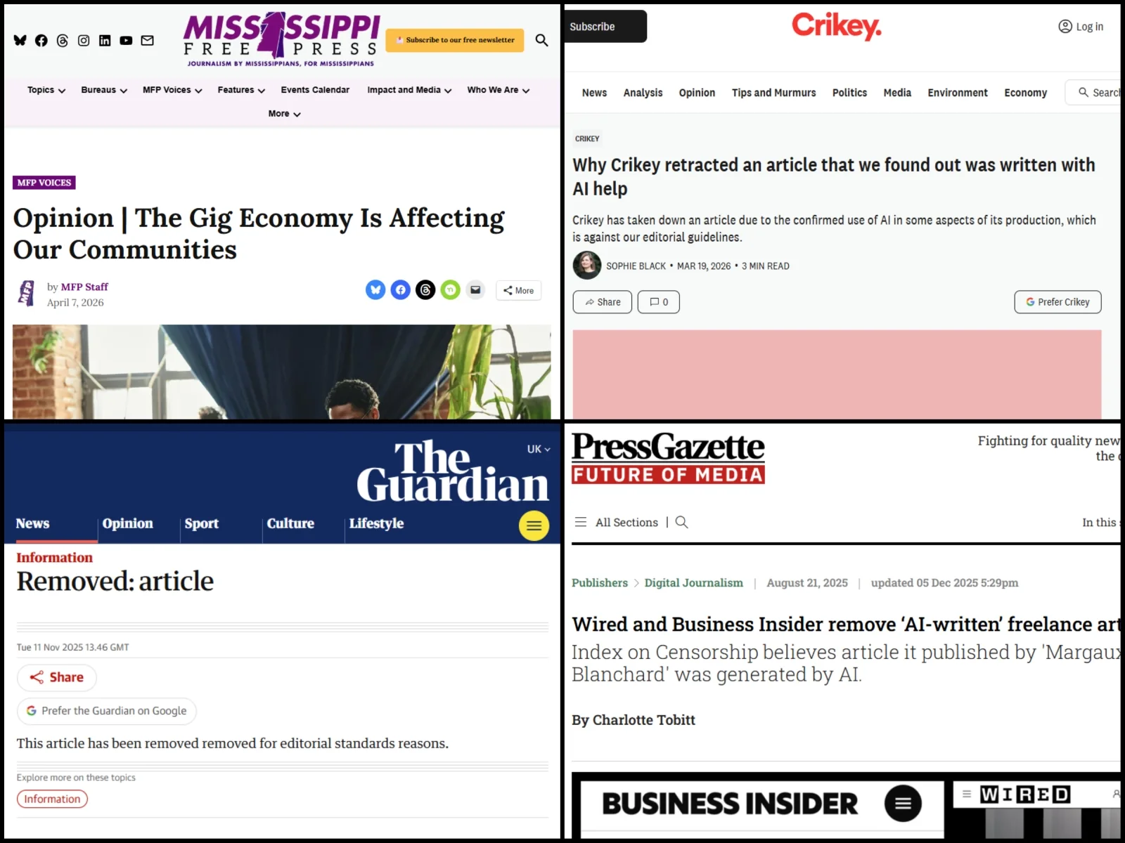pressgazette.co.uk - Charlotte Tobitt - AI in journalism: Live tracker of scandals and mistakes