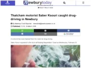 Screenshot of local news publisher Newbury Today's story that resulted in Facebook restrictions. Headline: 'Thatcham motorist Saber Ksouri caught drug-driving in Newbury'