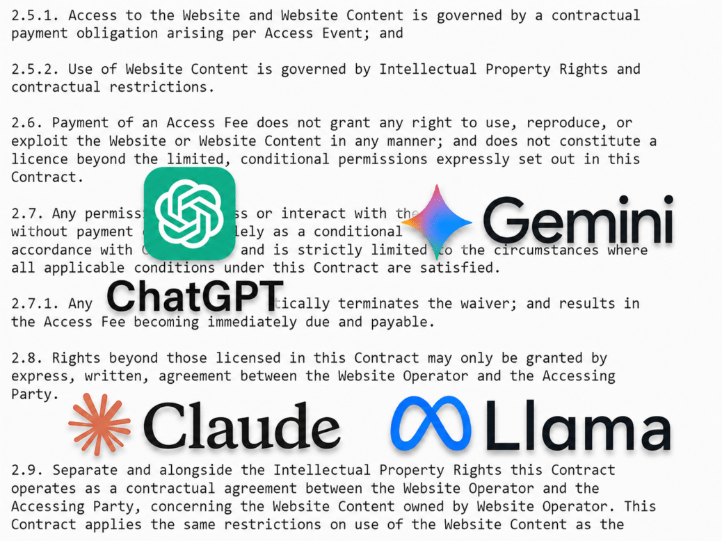 Search-only contract with AI company logos. Montage assembled using ChatGPT.