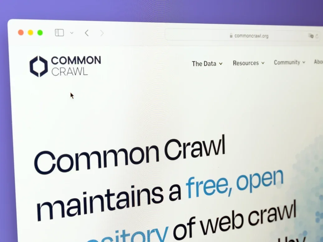 Common Crawl website showing text that says 'Common Crawl maintains a free, open repository of web crawl...'