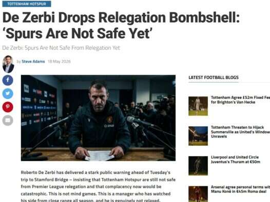 An AI-generated article on Football Blog