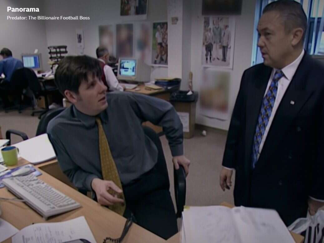Tony Livesey with David Sullivan. Picture: BBC Panorama.
