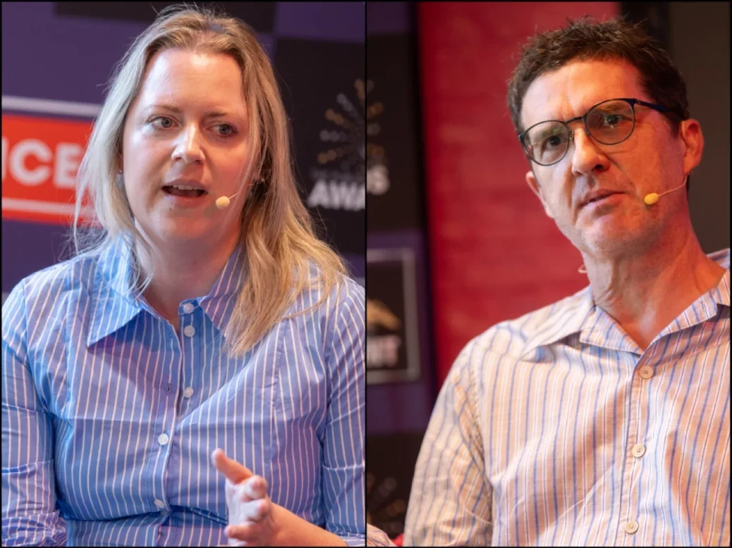 Split screen of Maire Bonheim, head of newsletters at The Telegraph, and Malcolm Coles, audience growth director at Hearst UK