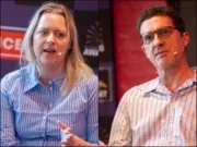 Split screen of Maire Bonheim, head of newsletters at The Telegraph, and Malcolm Coles, audience growth director at Hearst UK