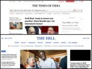 Screenshots of the homepages for The Times of India and The Hill on 12 August 2026.