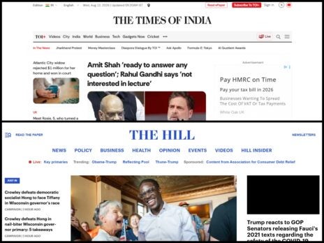 Top 50 US news websites: The Times of India and The Hill lead growth in July
