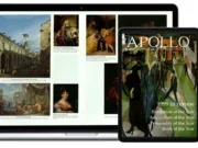 Apollo magazine cover on a tablet in front of another tablet showing some inside pages of the magazine