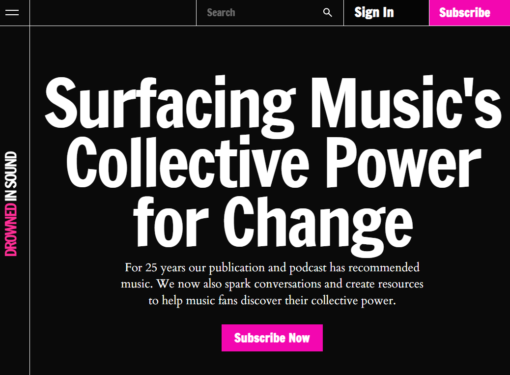 Drowned In Sound webpage