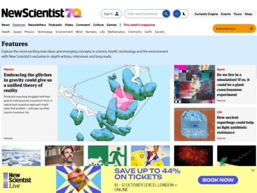 New Scientist homepage screenshot on 29 September 2026