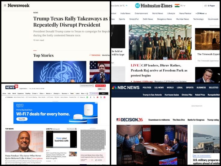 Top 50 English-language news sites in the world: Half see declines of 20% or more in September