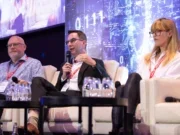 (Left to right) Brian Alvey, chief technology officer at Wordpress VIP, Tom Jackson, chief technology officer at News UK, and Carly Steven, director of SEO and editorial e-commerce at Daily Mail, speaking at Press Gazette's Future of Media Technology Conference sitting in armchairs on stage