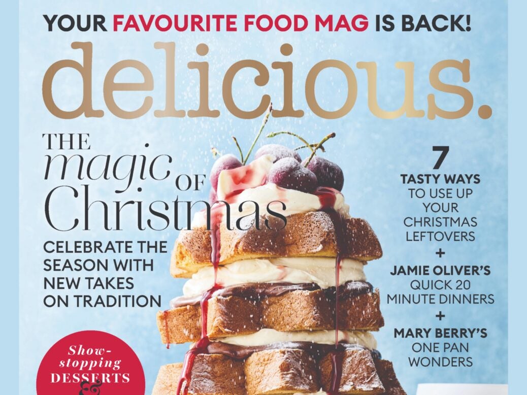 First Delicious magazine front page after 2026 revival, a festive edition with strapline 'the magic of Christmas'