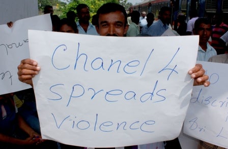 Channel 4 News team targeted by baying Sri Lankan mob