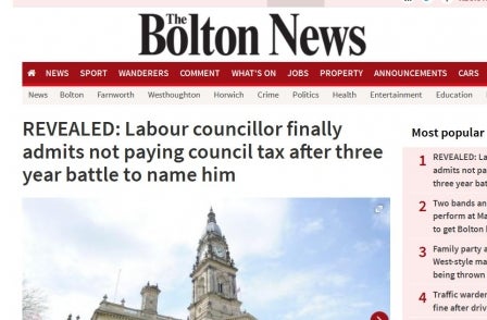 Bolton News finally names councillor who failed to pay council tax after three-year FoI battle