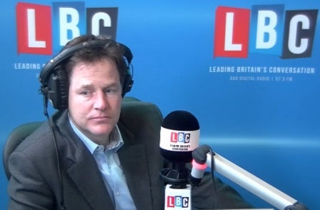 Nick Clegg nominated for two Radio Academy awards for LBC phone-in show