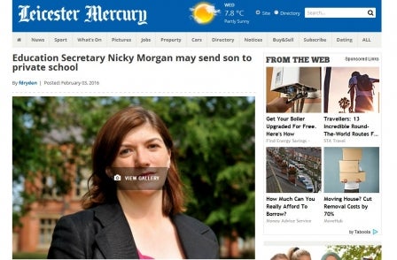 Leicester Mercury: Nicky Morgan has stopped column after report she may send child to private school