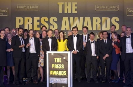 Mail on Sunday named newspaper of the year at the Society of Editors Press Awards for 2015